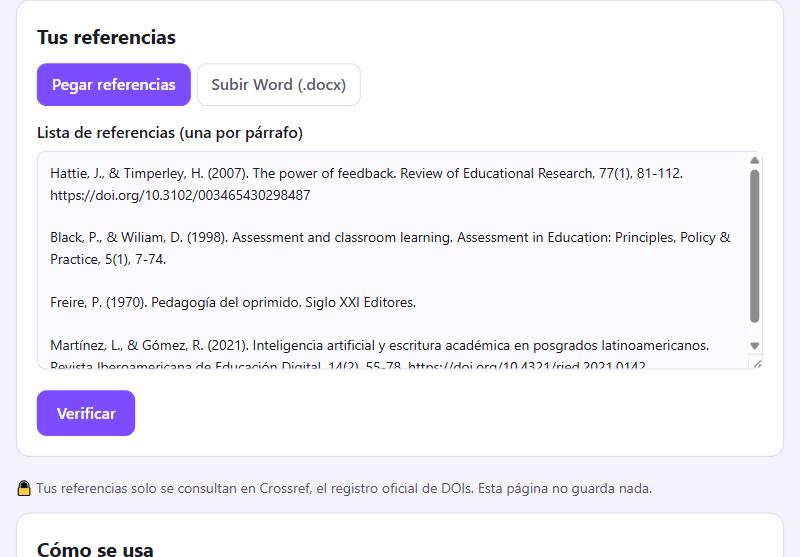 Campo de texto con referencias pegadas